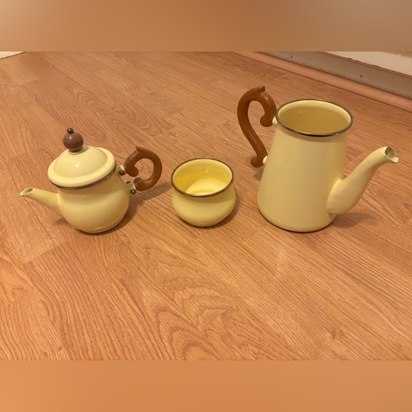 Victoria & Richard MacKenzie Childs Yellow-Gold Tea Set - Picture 1 of 16